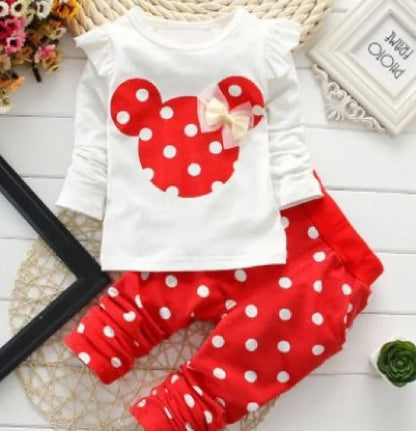 Playful Polka Dot Bow 2-Piece Ruffle Set