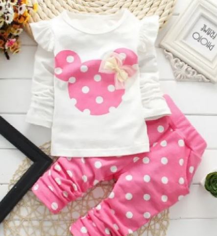 Playful Polka Dot Bow 2-Piece Ruffle Set