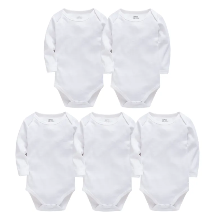 5-Pack Essential Pure Cotton Long-Sleeve Bodysuits