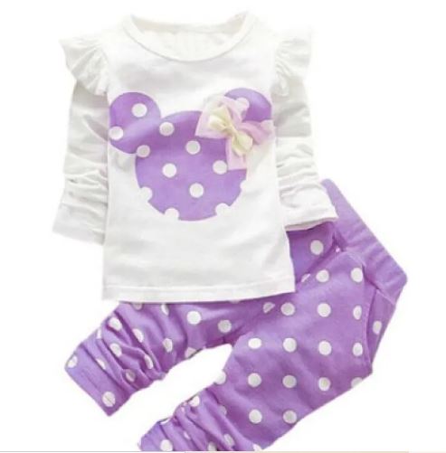 Playful Polka Dot Bow 2-Piece Ruffle Set