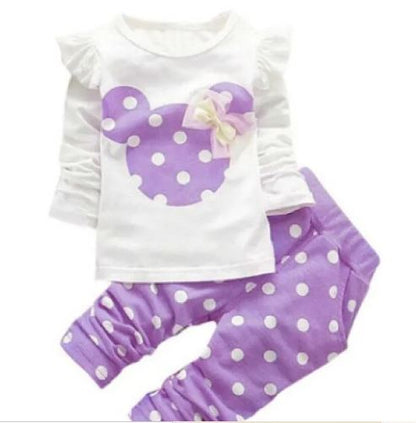 Playful Polka Dot Bow 2-Piece Ruffle Set