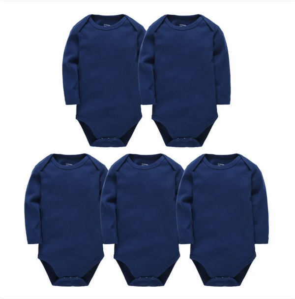 5-Pack Essential Pure Cotton Long-Sleeve Bodysuits