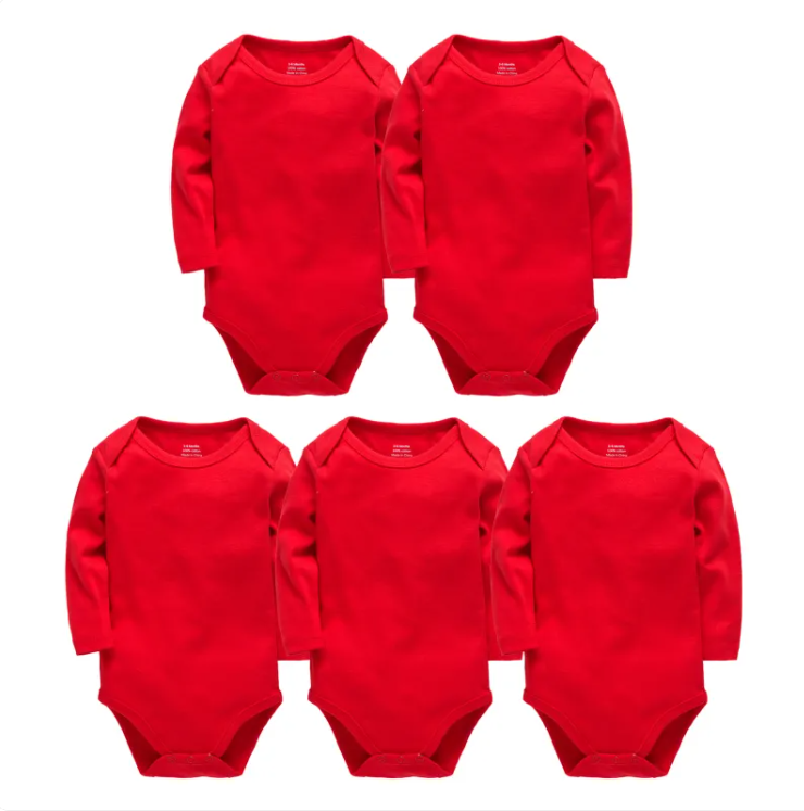 5-Pack Essential Pure Cotton Long-Sleeve Bodysuits