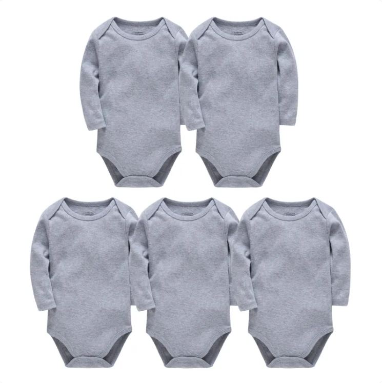 5-Pack Essential Pure Cotton Long-Sleeve Bodysuits
