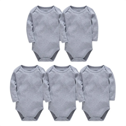 5-Pack Essential Pure Cotton Long-Sleeve Bodysuits