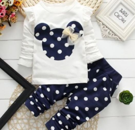 Playful Polka Dot Bow 2-Piece Ruffle Set